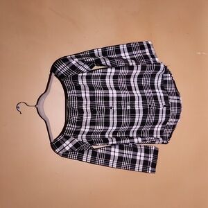 Off the Shoulder Plaid Blouse